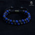 Handgefertigtes Perlenarmband mit schwarzem Lavastein und blauem Lapis – doppelte Reihe mit verstellbarem Band